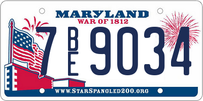MD license plate 7BE9034