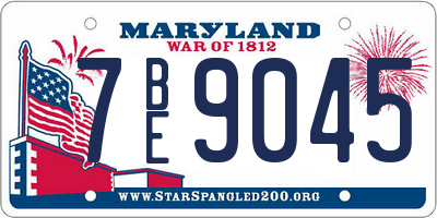 MD license plate 7BE9045