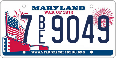 MD license plate 7BE9049
