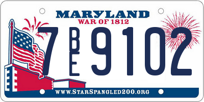 MD license plate 7BE9102