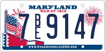 MD license plate 7BE9147