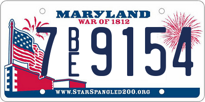 MD license plate 7BE9154