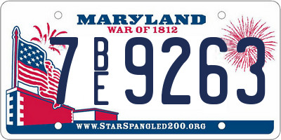 MD license plate 7BE9263