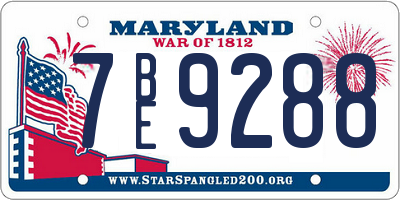 MD license plate 7BE9288