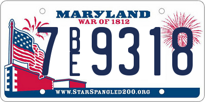 MD license plate 7BE9318