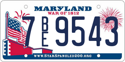 MD license plate 7BE9543
