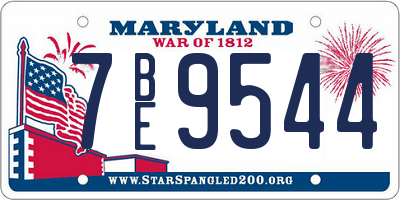 MD license plate 7BE9544