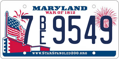 MD license plate 7BE9549