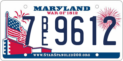 MD license plate 7BE9612