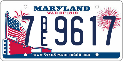 MD license plate 7BE9617