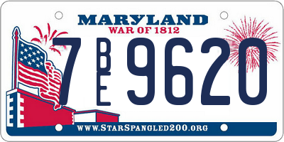 MD license plate 7BE9620
