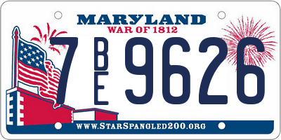 MD license plate 7BE9626