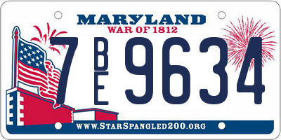 MD license plate 7BE9634