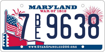MD license plate 7BE9638