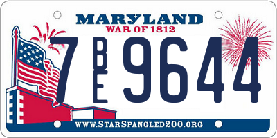MD license plate 7BE9644
