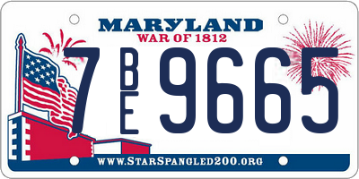 MD license plate 7BE9665