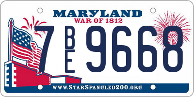 MD license plate 7BE9668