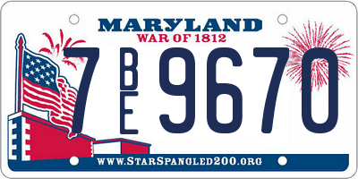 MD license plate 7BE9670