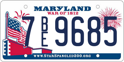 MD license plate 7BE9685