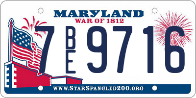 MD license plate 7BE9716