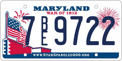 MD license plate 7BE9722