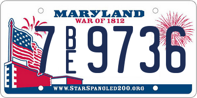 MD license plate 7BE9736