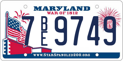 MD license plate 7BE9749