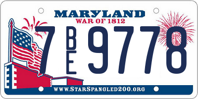 MD license plate 7BE9778