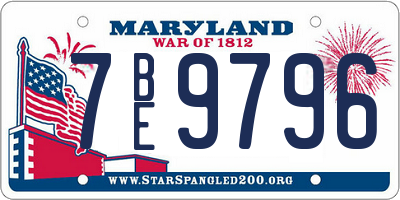 MD license plate 7BE9796