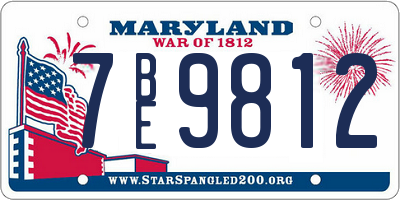 MD license plate 7BE9812