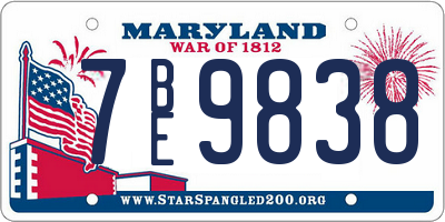MD license plate 7BE9838