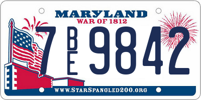 MD license plate 7BE9842