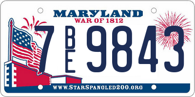 MD license plate 7BE9843
