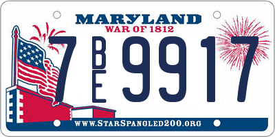 MD license plate 7BE9917