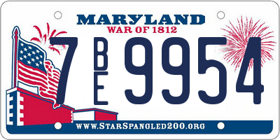 MD license plate 7BE9954