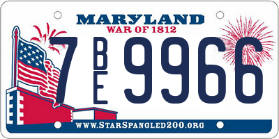 MD license plate 7BE9966