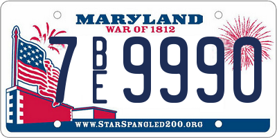 MD license plate 7BE9990