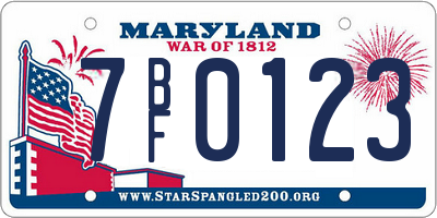 MD license plate 7BF0123