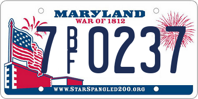 MD license plate 7BF0237