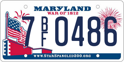 MD license plate 7BF0486