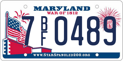 MD license plate 7BF0489