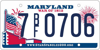 MD license plate 7BF0706