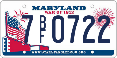 MD license plate 7BF0722