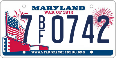 MD license plate 7BF0742