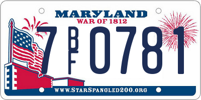 MD license plate 7BF0781