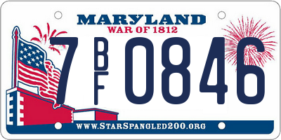 MD license plate 7BF0846