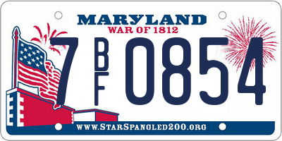 MD license plate 7BF0854