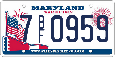 MD license plate 7BF0959