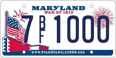 MD license plate 7BF1000