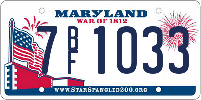 MD license plate 7BF1033